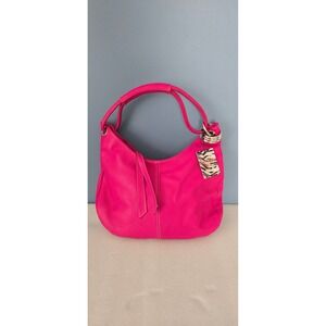 Carla Ferreri Hot Pink Pebbled Leather Hobo Bag Made in Italy Slouchy Shoulder